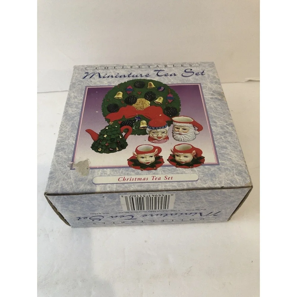 Vintage Chadwick Miller Christmas Miniature Tea Set - Santa - Elf Holiday Decor